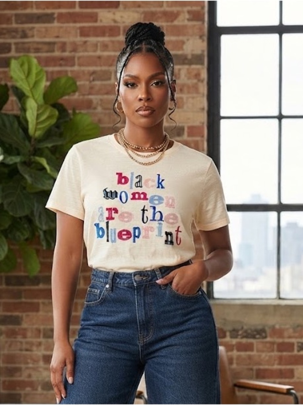 Legendary Rootz Black Women Are The Blueprint Graphic Tee Women's Size L NWT